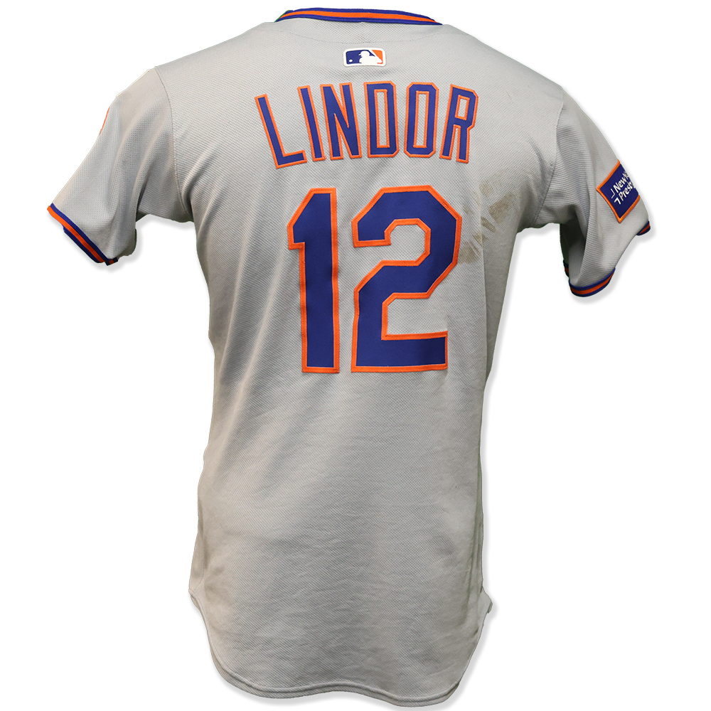 Francisco Lindor #12 - Game-Used Road Grey Jersey - Authenticated