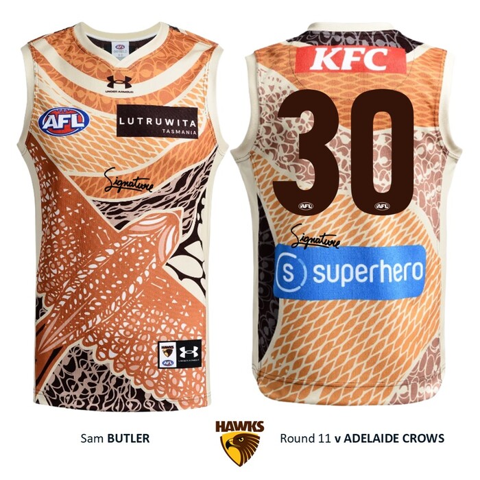 Photo of Sam Butler #30 Hawthorn 2026 Indigenous Guernsey