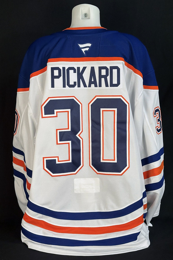 Calvin Pickard #30 - 2025 Stanley Cup Final Edmonton Oilers Game-Worn White Set #1 Jersey - Worn For Game #3 vs Florida Panthers (BACK UP & 3RD PERIOD RELIEF GOALIE CAPACITY)