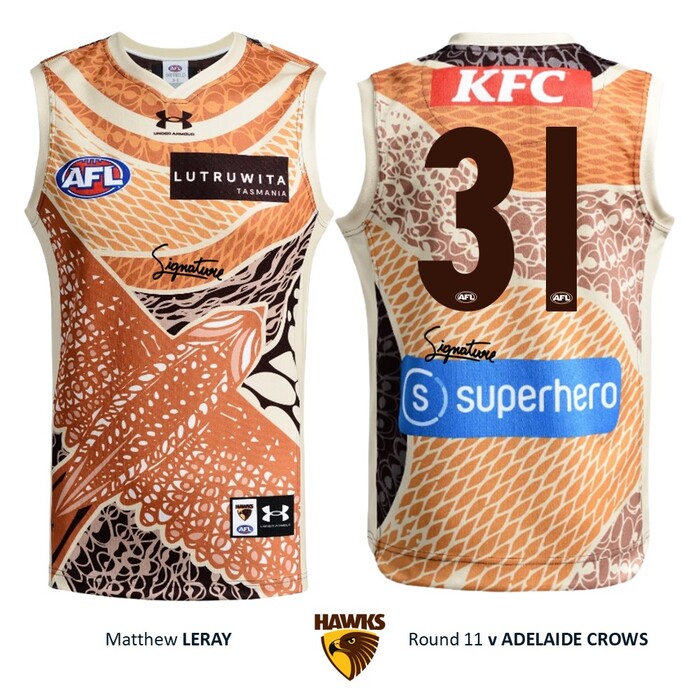 Photo of Matthew Leray #31 Hawthorn 2026 Indigenous Guernsey