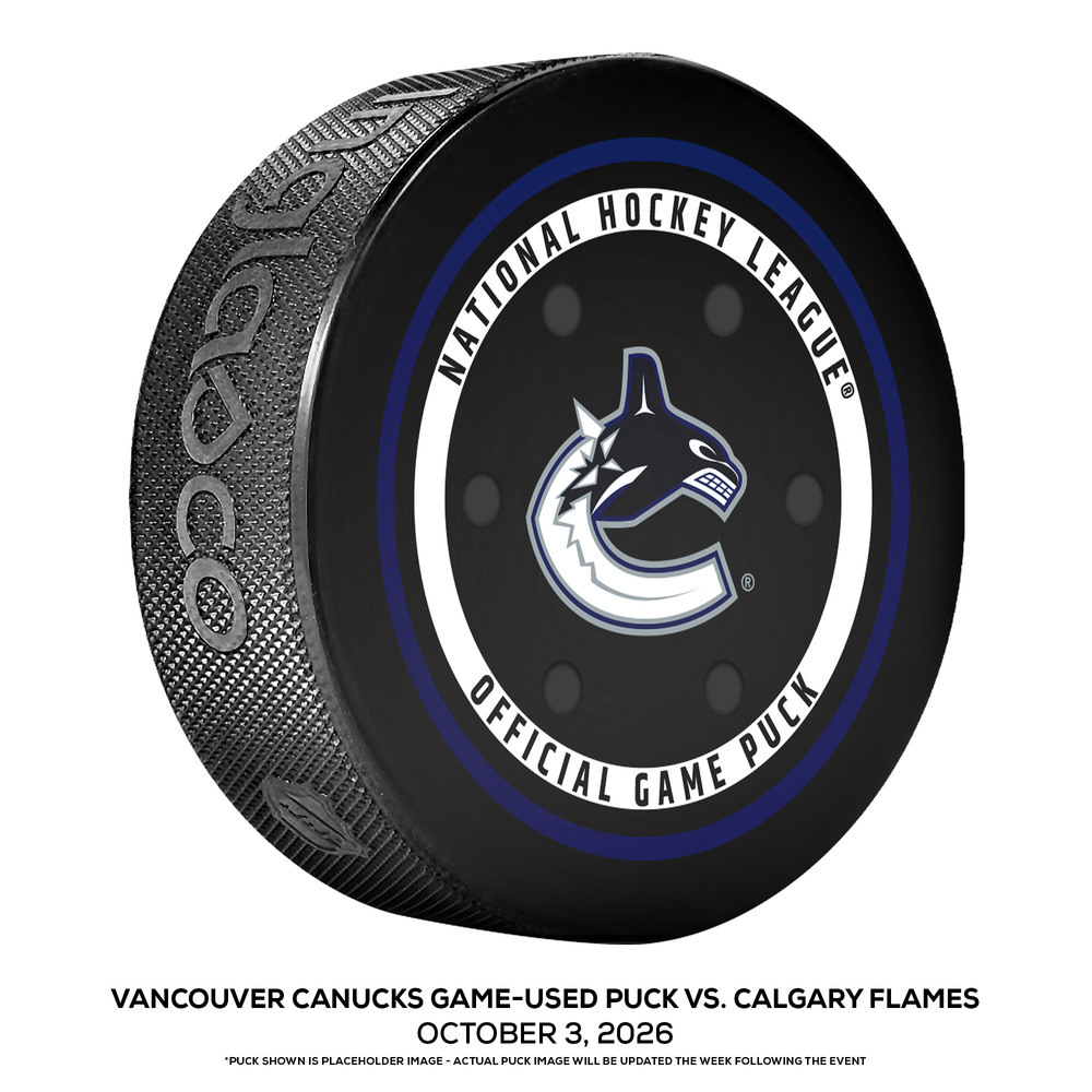 Vancouver Canucks Game-Used Puck vs. Calgary Flames on October 3, 2026