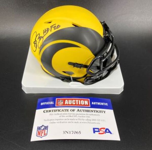 HOF - Rams Isaac Bruce Signed Rave Mini Helmet