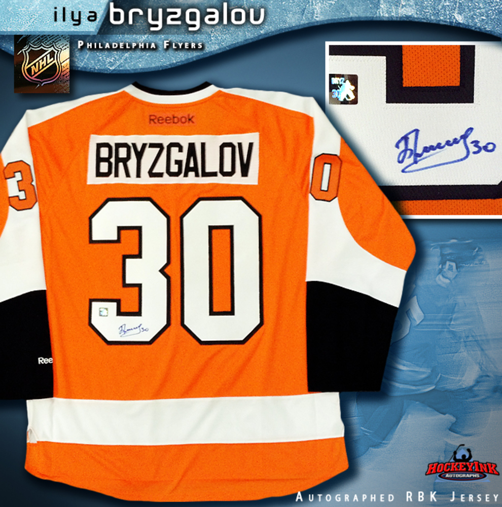 ILYA BRYZGALOV Signed Reebok Premier Orange Philadelphia Flyers Jersey