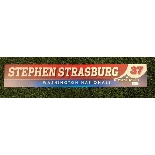 Game-Used Stephen Strasburg 2019 Postseason Locker Tag