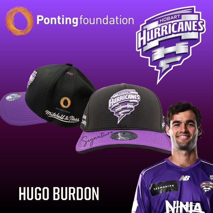Photo of Hugo Burdon Hobart Hurricanes 25/26 Ponting Foundation Match-Worn Cap