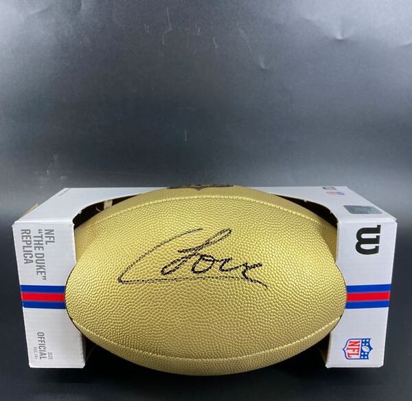 NFL - Bears Colton Loveland Signed Gold Composite Football