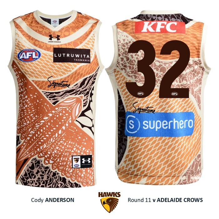 Photo of Cody Anderson #32 Hawthorn 2026 Indigenous Guernsey