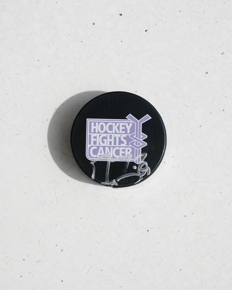 Marc-Andre Fleury Autographed Hockey Fights Cancer Puck 