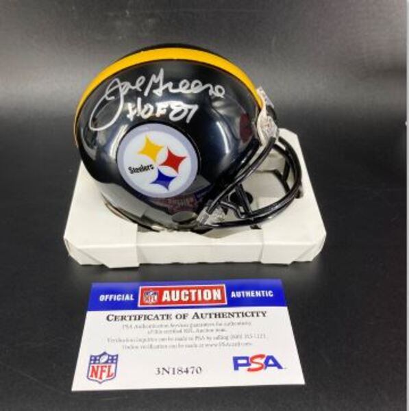HOF - Steelers Joe Greene Signed Mini Helmet