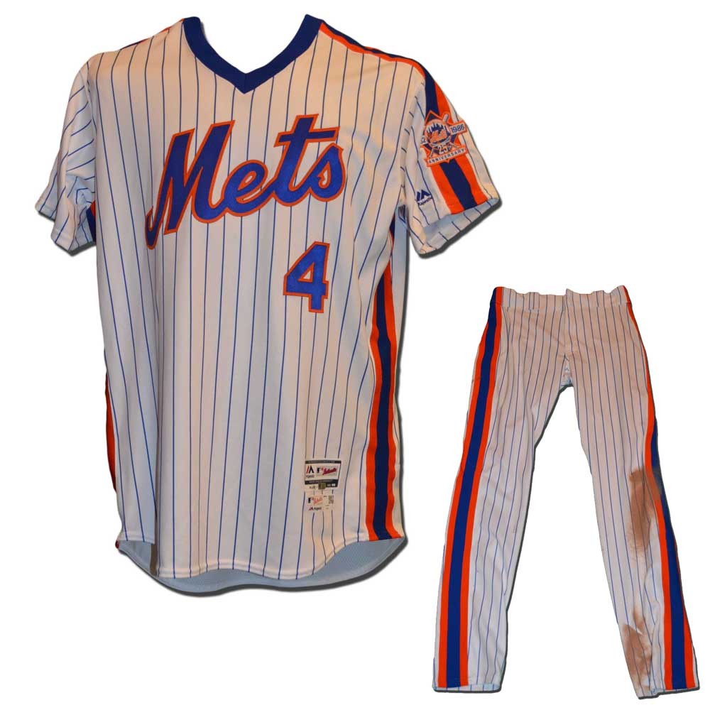 ニューヨーク・メッツ ユニフォーム FLORES 4 Wilmer Flores #4 - Game Used 1986 Throwback Uniform - Mets vs