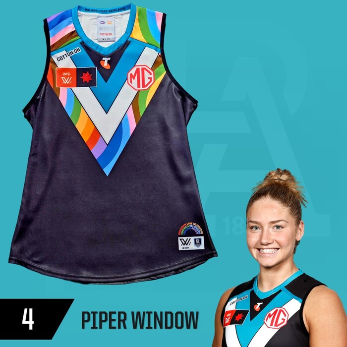Photo of Piper Window #4 Port Adelaide 2025 Pride Match-Worn Guernsey