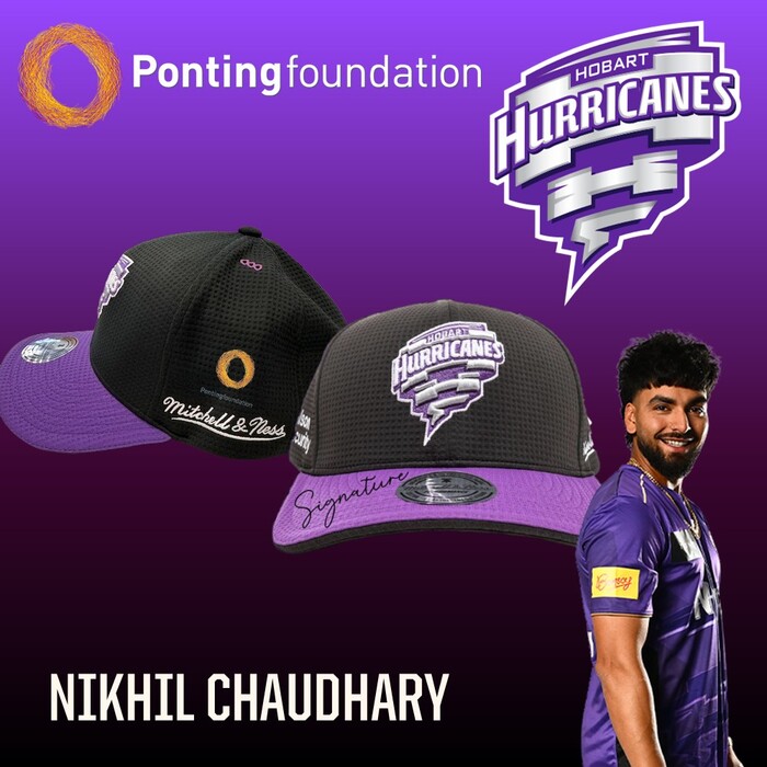 Photo of Nikhil Chaudhary Hobart Hurricanes 25/26 Ponting Foundation Match-Worn Cap