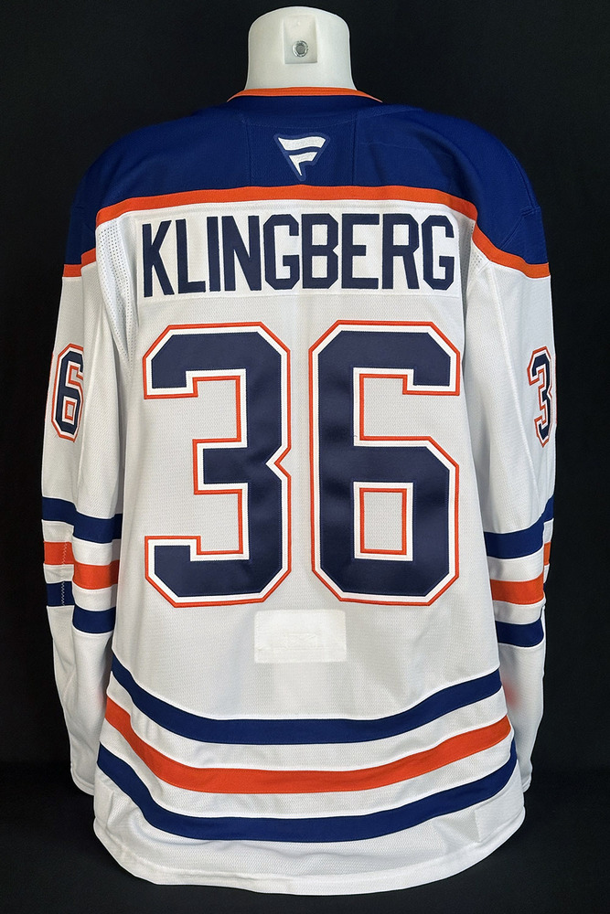 John Klingberg #36 - 2025 Stanley Cup Final Edmonton Oilers Game-Worn White Set #1 Jersey - Worn For Game #3 vs Florida Panthers