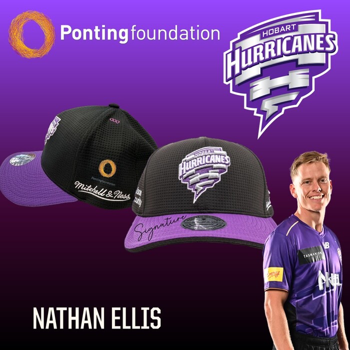 Photo of Nathan Ellis Hobart Hurricanes 25/26 Ponting Foundation Match-Worn Cap