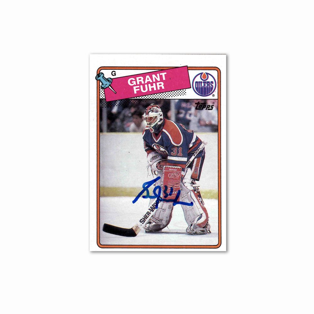 Grant Fuhr Autographed Edmonton Oilers Topps #59 1988 Hockey Card