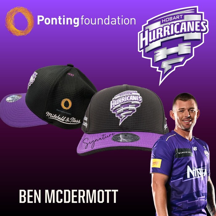 Photo of Ben McDermott Hobart Hurricanes 25/26 Ponting Foundation Match-Worn Cap
