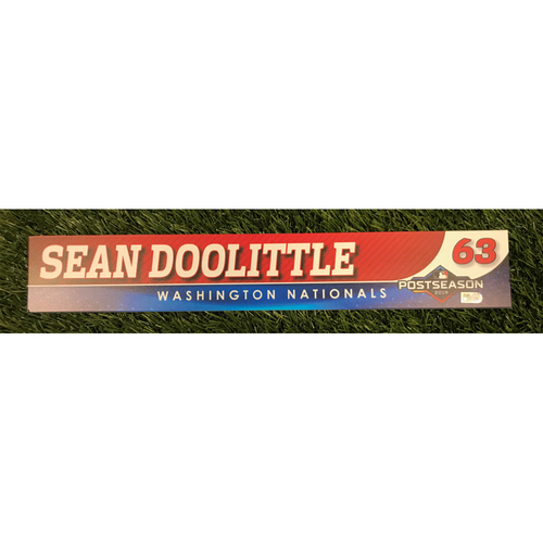 Game-Used Sean Doolittle 2019 Postseason Locker Tag