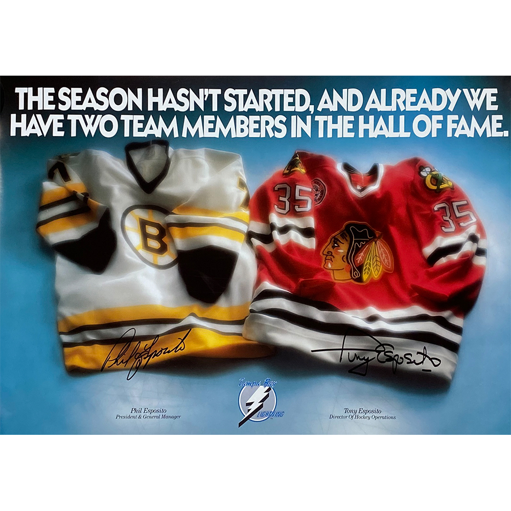 Phil & Tony Esposito Autographed Tampa Bay Lightning Inaugural Season Poster NHL Auctions