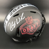 Red Cross - Jets Zach Wilson Signed Authentic Speed Helmet with 2021 Dra...