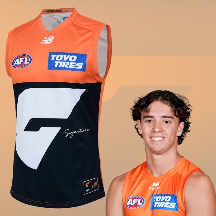 Photo of Oliver Hannaford #13 GWS GIANTS 2025 Home Player Guernsey