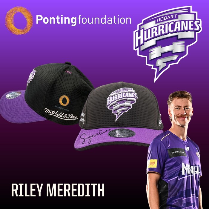 Photo of Riley Meredith Hobart Hurricanes 25/26 Ponting Foundation Match-Worn Cap