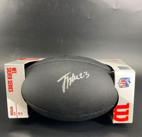 NFL - Cowboys Jaydon Blue Signed Black Composite Silver Series Football