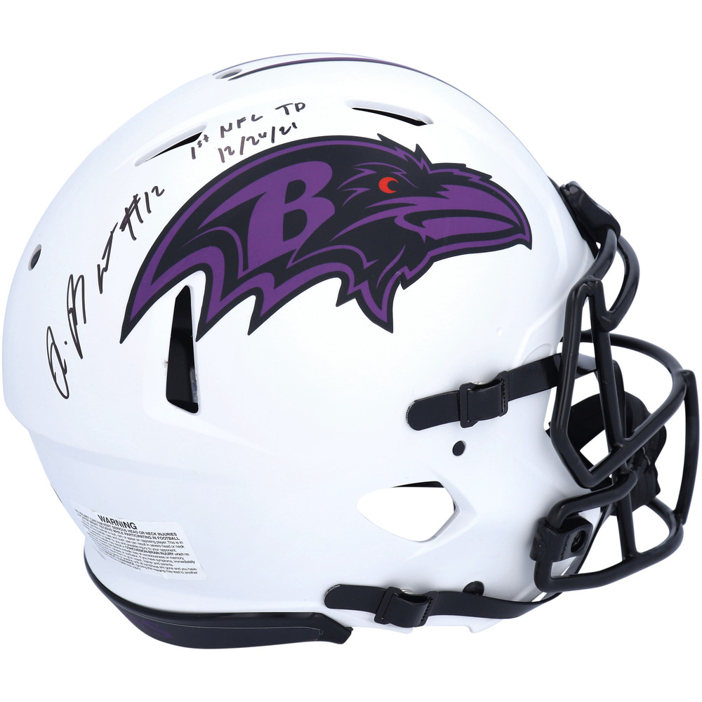 Rashod Bateman Baltimore Ravens Autographed & Inscribed Riddell Lunar