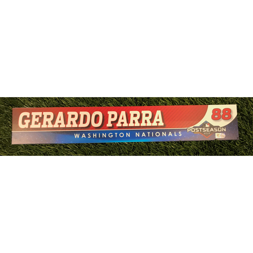 Game-Used Gerardo Parra 2019 Postseason Locker Tag