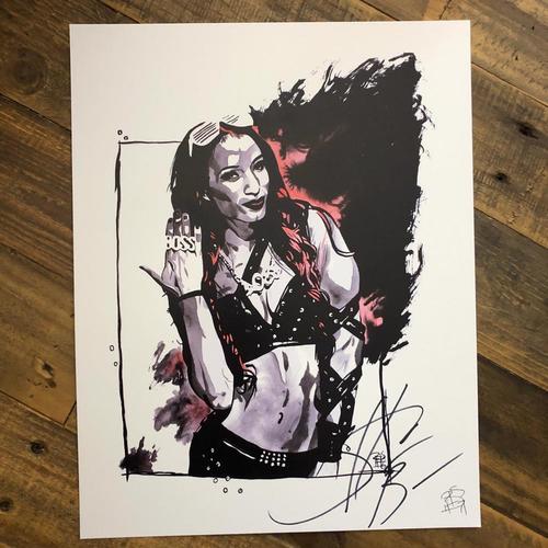 Sasha Banks (Black, Red, & White) SIGNED 11 x 14 Rob Schamberger Print