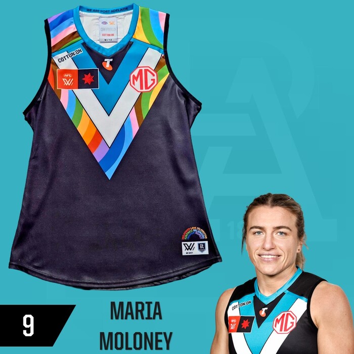 Photo of Maria Moloney #9 Port Adelaide 2025 Pride Match-Worn Guernsey