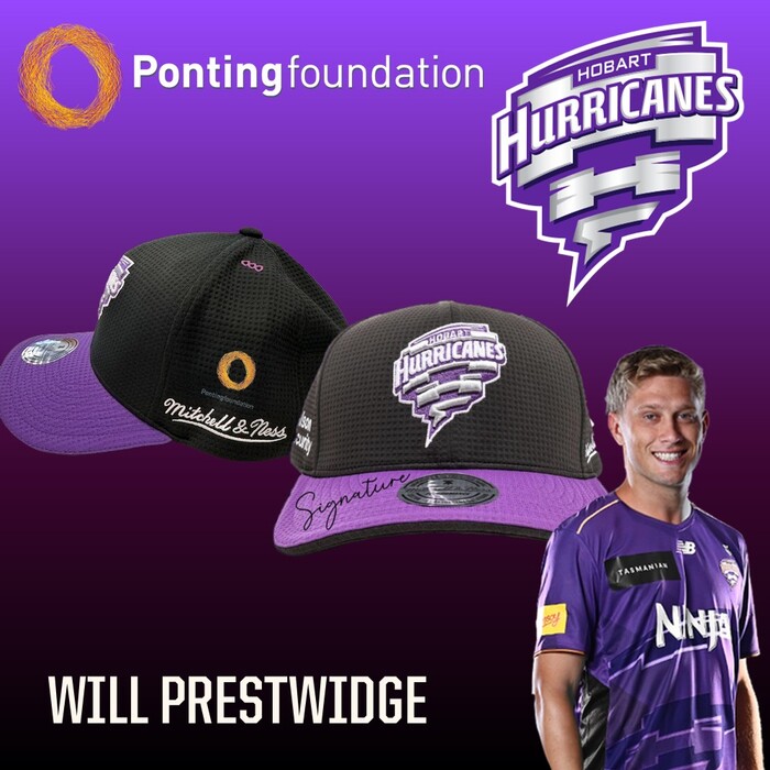 Photo of Will Prestwidge Hobart Hurricanes 25/26 Ponting Foundation Match-Worn Cap