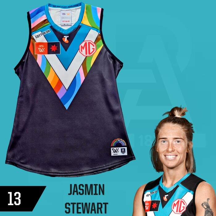 Photo of Jasmin Stewart #13 Port Adelaide 2025 Pride Match-Worn Guernsey