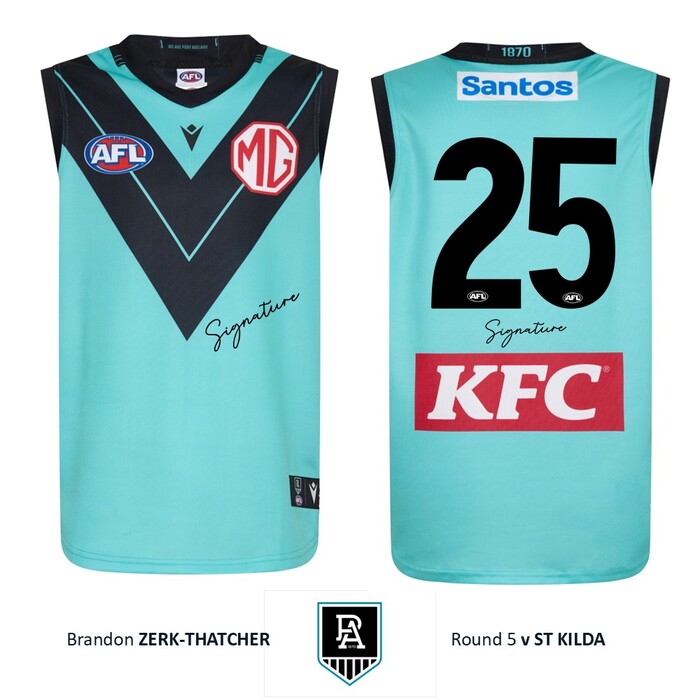 Photo of Brandon Zerk-Thatcher #25 Port Adelaide 2026 Gather Round Guernsey