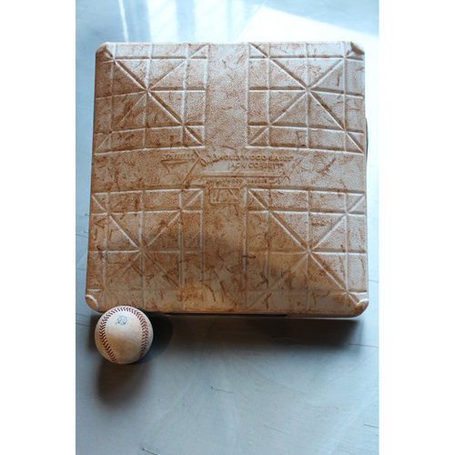 Photo of Game-Used 2nd Base & Baseball: Jose Altuve 261st Career Double, 439th and 440th Career RBI, and Alex Bregman 280th Career Hit (Innings 1-5 - HOU at KC - 6/16/18)