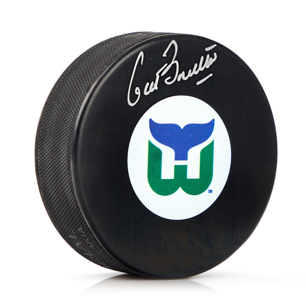 Pat Boutette Autographed Hartford Whalers Retro Logo Puck