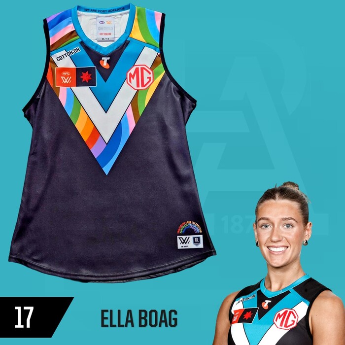 Photo of Ella Boag #17 Port Adelaide 2025 Pride Match-Worn Guernsey