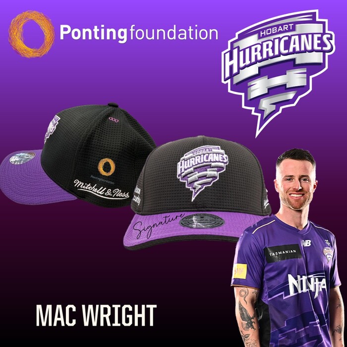 Photo of Mac Wright Hobart Hurricanes 25/26 Ponting Foundation Match-Worn Cap