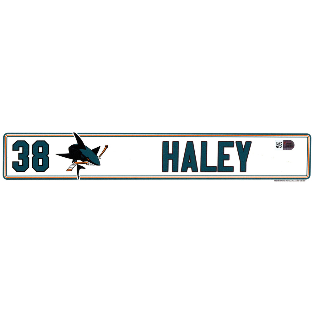 Micheal Haley San Jose Sharks Player-Issued #38 Locker Room Nameplate from the 2016-17 NHL Season