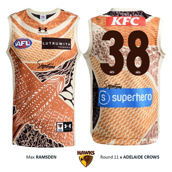 Photo of Max Ramsden #38 Hawthorn 2026 Indigenous Guernsey