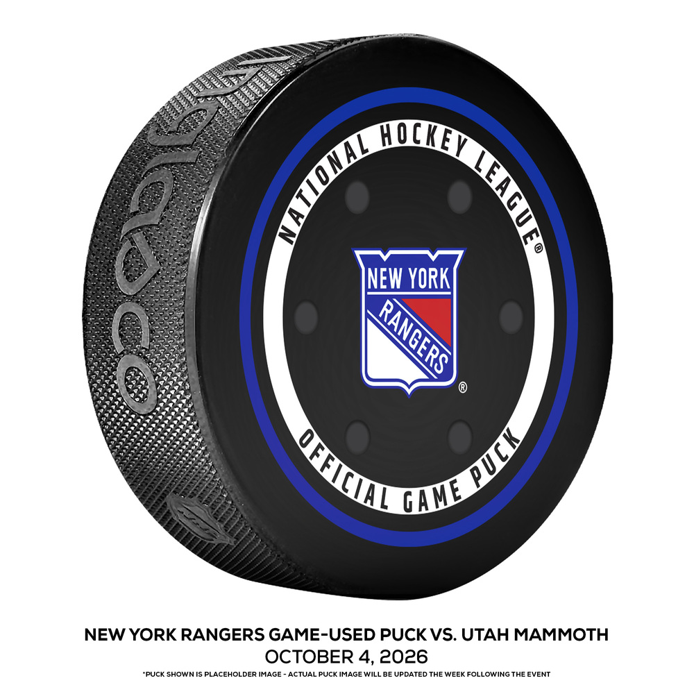 New York Rangers Game-Used Puck vs. Utah Mammoth on October 4, 2026