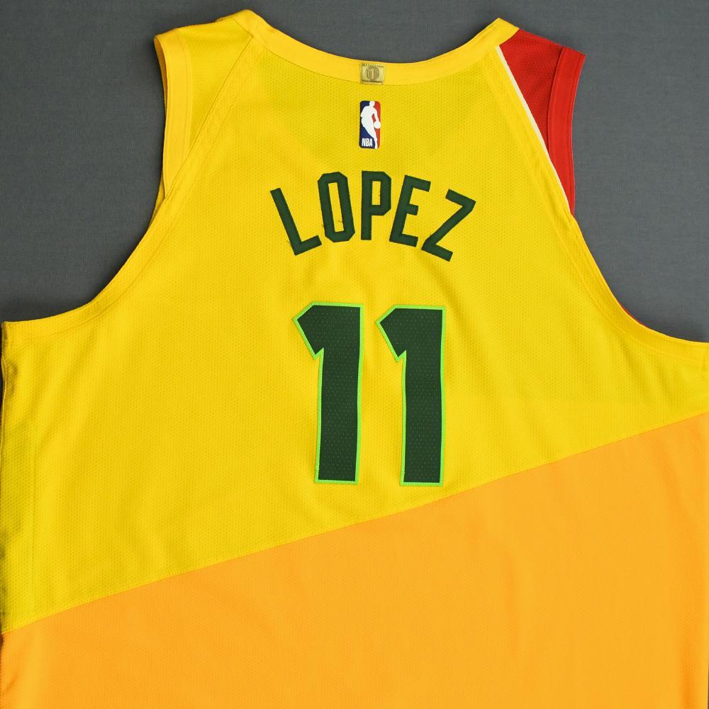 Brook Lopez Milwaukee Bucks 201819 Season GameWorn Yellow City