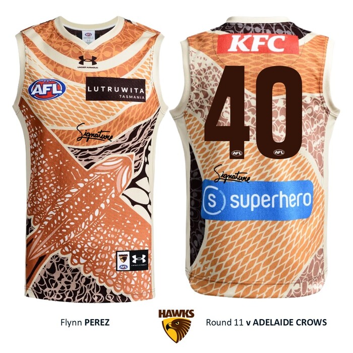 Photo of Flynn Perez #39 Hawthorn 2026 Indigenous Guernsey