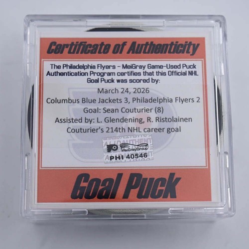 Image of Couturier, Sean - Philadelphia Flyers - March 24, 2026 vs. Columbus Blue Jackets (Flyers Logo)