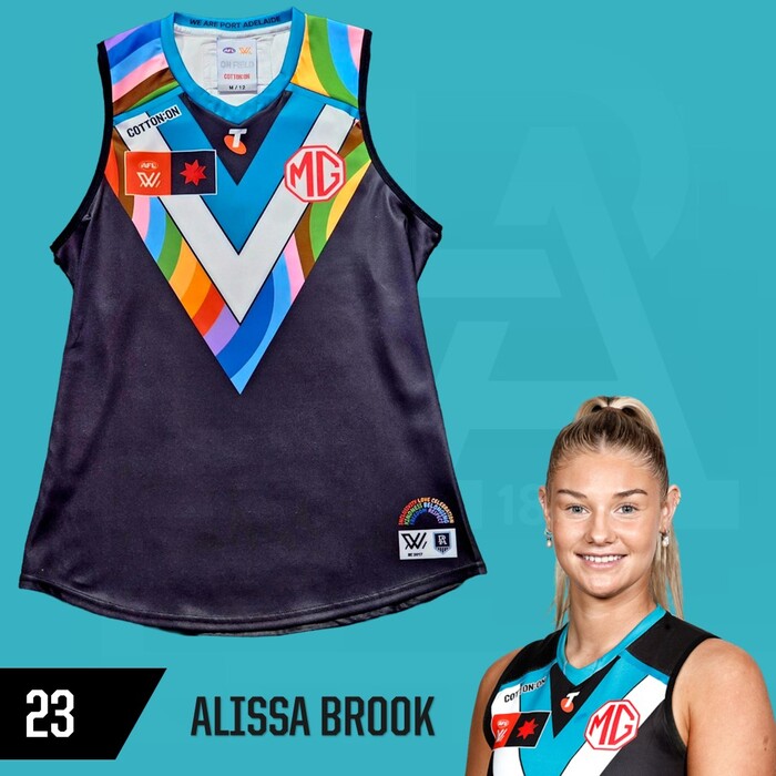 Photo of Alissa Brook #23 Port Adelaide 2025 Pride Player-Issue Guernsey