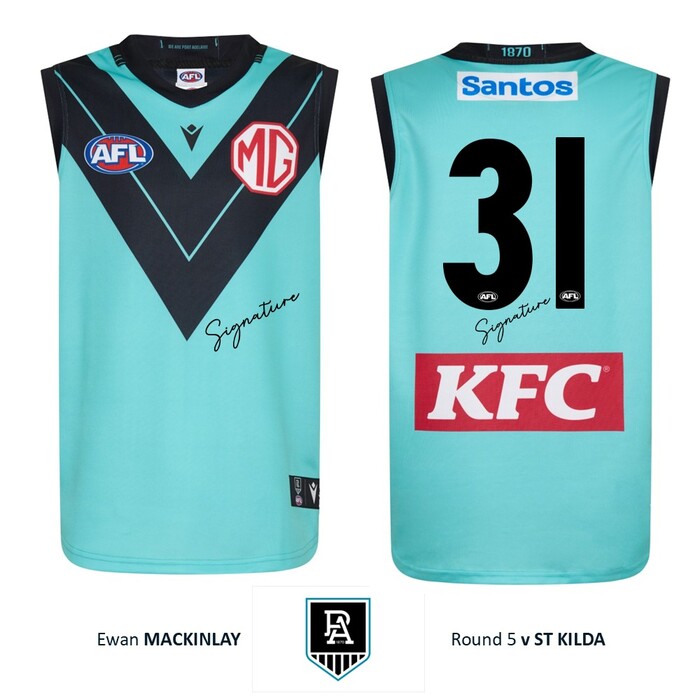 Photo of Ewan Mackinlay #31 Port Adelaide 2026 Gather Round Guernsey