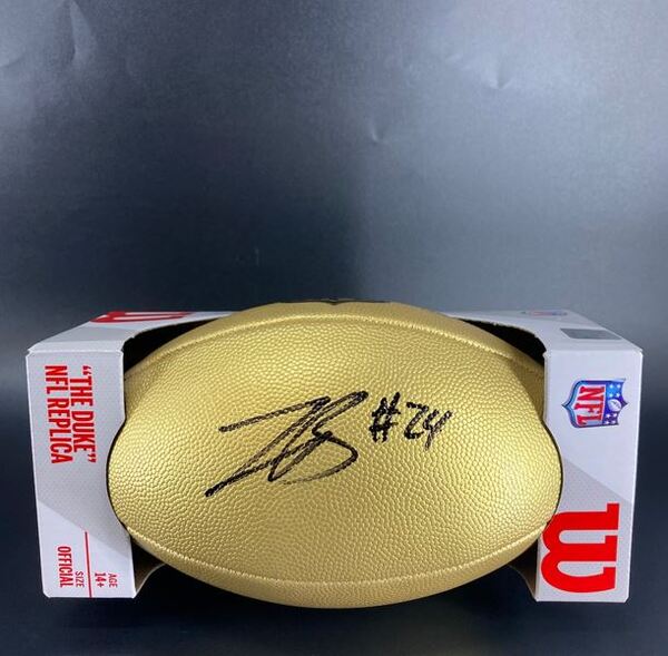 NFL - Panthers Jonathon Brooks Signed Gold Composite Football