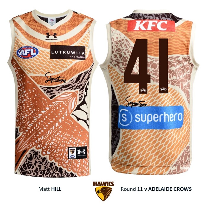 Photo of Matt Hill #41 Hawthorn 2026 Indigenous Guernsey