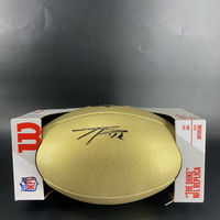 NFL - Patriots Ja'Lynn Polk Signed Gold Composite Football