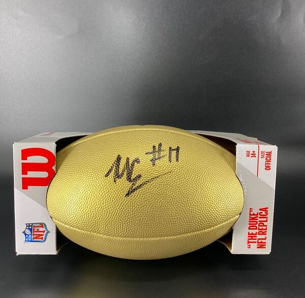 NFL - Jets Malachi Corley Signed Gold Composite Football