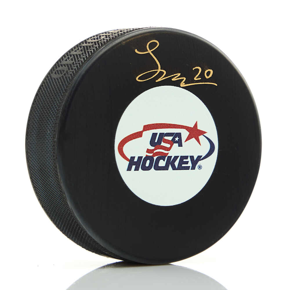 Lane Hutson Autographed Team USA Hockey Puck